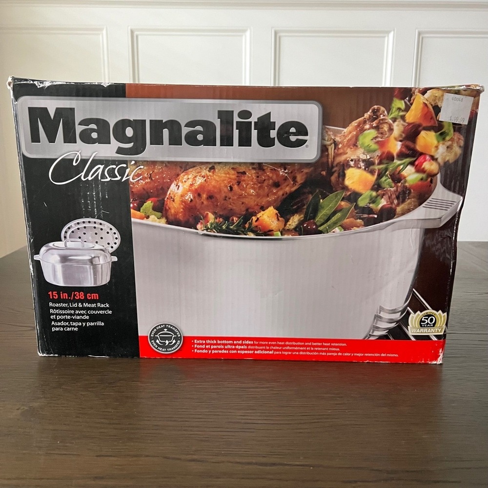Magnalite Classic 15in 38cm Roaster Lid and Meat Rack Set 1040828 Vtg Deadstock